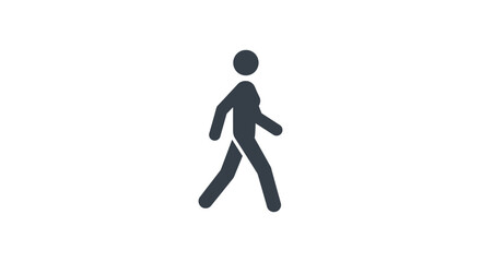 walking person icon a symbolic figure strides forward conveying movement on a white background perfect for signage and graphic design