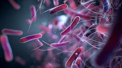 Close-up View of Colorful Bacteria Under Microscope with Delicate Structures and Intricate Details