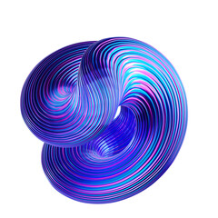 Abstract Swirl Line 3D Rendered Object With Metallic Blue and Purple