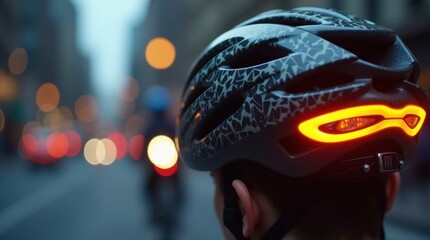 Bicycle helmet with bright rear brake light at night