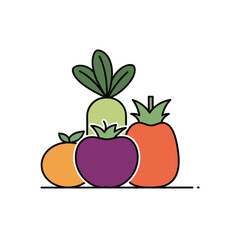 Colorful assortment of fresh fruits and vegetables illustration.