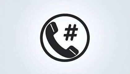 Obraz premium Telephone handset with hashtag symbol in a circle icon.