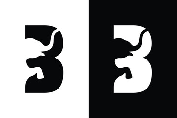 Elegant Elephant Negative Space Logo Concept