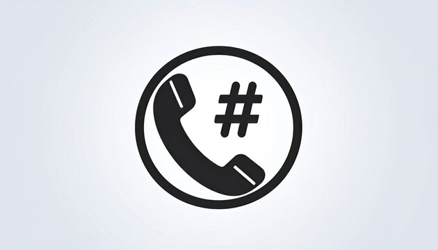 Telephone handset with hashtag symbol in a circle icon.