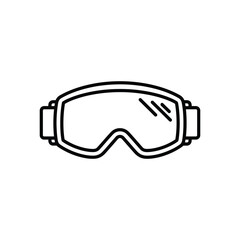 Stylized line art icon of ski goggles with adjustable strap, perfect for winter sports and outdoor adventure vector graphics.