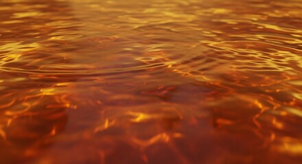 燃えるような輝き！夕焼け色に染まる水面の美しい光景