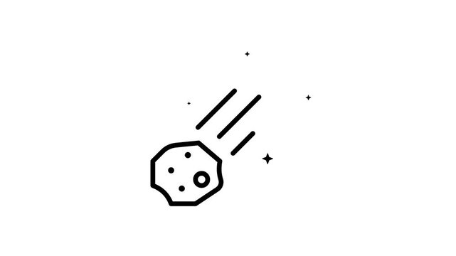 Animated meteorite falling icon isolated on white background