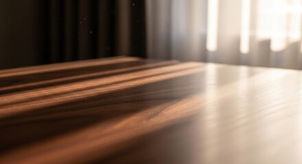 窓から差し込む光が美しい木製テーブルの穏やかな風景