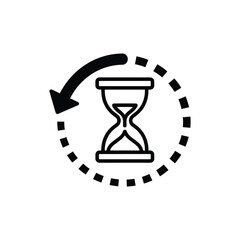 Hourglass icon with circular arrow indicating time passing, cycle, repetition, and speed for business or abstract concepts