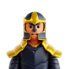 Detailed 3D Rendered Plastic Toy Style Medieval Knight Character Illustration