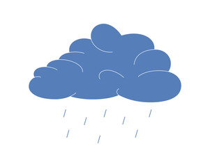 icon of Rainy blue cloud on white background. Vector illustration
