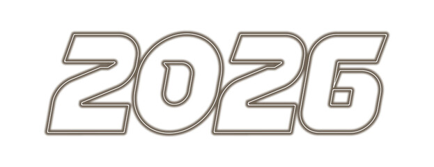 Neutral brown 2026 number sign for transparent background