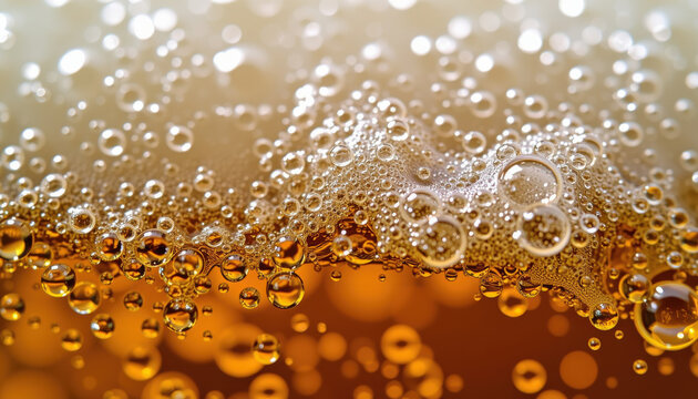 Refreshing draft beer with bubbles and foam in glasses at a brewery cheerful atmosphere closeup view