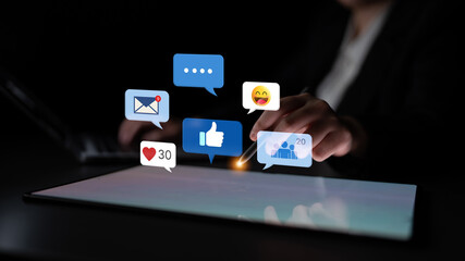 A collection of social media notifications representing user engagement. These alerts for likes, comments, and messages are key to online communication and community interaction. Fermion