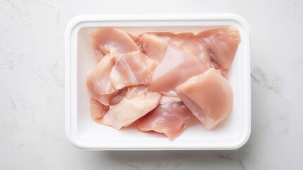 Fresh raw chicken fillet pieces on white background isolated. Generative AI