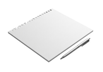 Pristine, thick, textured white paper with a torn perforated edge, and a sleek silver pen, isolated on a smooth transparent background at a 45-degree angle, concept of professional simplicity