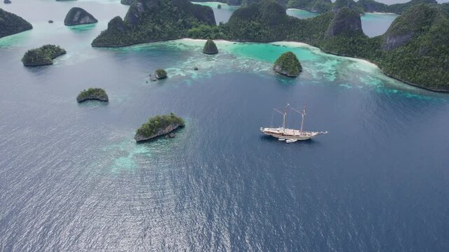 Aerial view of Wayag Islands Raja Ampat Indonesia