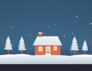 Naklejka premium winter landscape with house