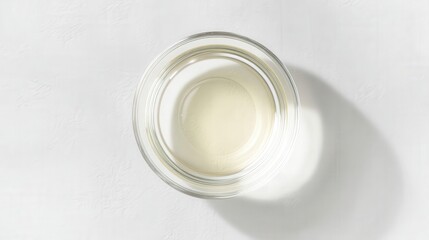Clear raw rice vinegar in a glass bowl on white isolated background. Generative AI