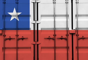 Shipping container with Chile national flag overlay