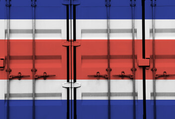 Shipping container with Costa Rica national flag overlay