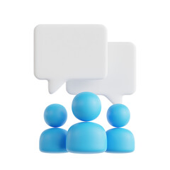 Minimalist 3D Render People Avatar with Speech Bubble Communication Concept