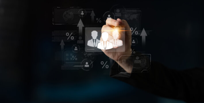 Concept of human resources metrics and workforce analytics. The data shows employee team performance, professional development, and overall business growth and success. Fermion