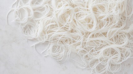 Fresh Raw Rice Vermicelli Noodles on White Background Isolated. Generative AI
