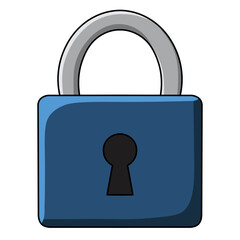 colorful, commercially friendly cartoon illustration of a closed blue padlock with shading detail, symbolizing online security, restricted access, data protection, and privacy across technology and we