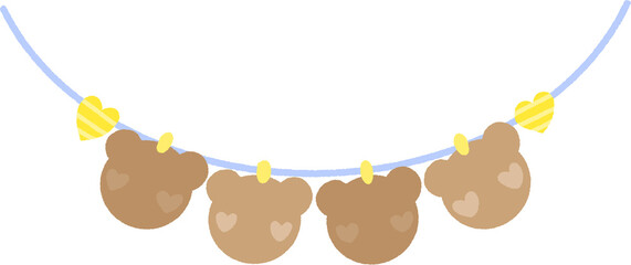 Brown Bear Garland Clipart &ndash; Cute Animal Bunting for Kids Party, Baby Shower and Nursery Decor