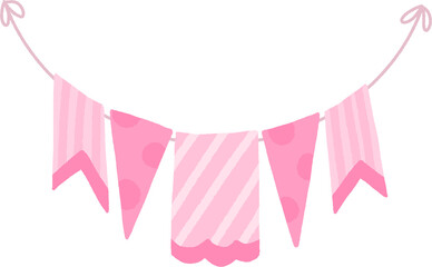 Pink Pastel Party Garland &ndash; Cute Decorative Bunting for Kids Birthday, Baby Girl Shower, Nursery Decor