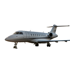 Obraz premium Private Jet Airplane Isolated on White - Modern Business Jet with Landing Gear Down