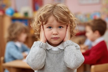 Controlling noise levels with a distressed child in kindergarten during a busy activity time
