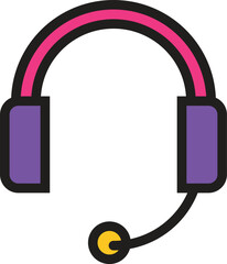 Vibrant Communication Headset Icon with Microphone for Modern Online Interaction and Professional Support Services