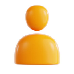 Simple 3D Rendered Generic User Profile Icon Yellow Color