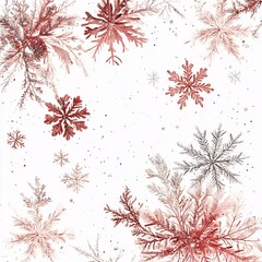 muted tone snowflakes soft korean minimal, white background