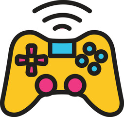 Vibrant Yellow Wireless Game Controller Icon for Modern Digital Entertainment, Interactive Gaming, and Esports Activities