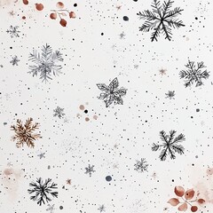 muted tone snowflakes soft korean minimal, white background