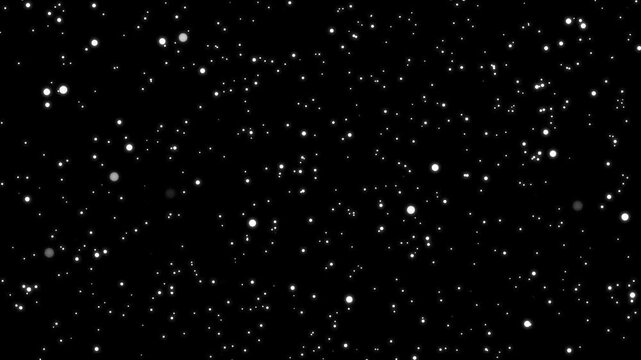 Starfield space animation moving forward with abstract particles on black background. 4K animated space background for sci-fi scenes, video editing, and motion graphics.