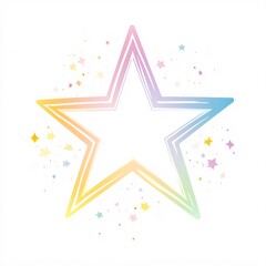 soft pastel star outline minimal, white background