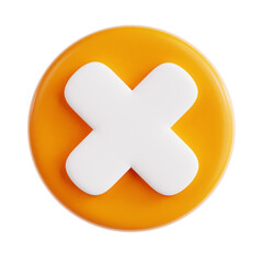 Obraz premium Glossy 3D Render Cross Mark Circle Shape Symbol Isolated Illustration