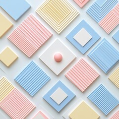 clean pastel ornament geometry korean style, white background
