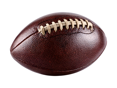 Classic american football with laces isolated on transparent background