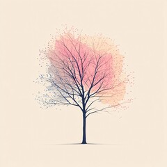 single pastel tree icon clear minimal, korean vibe