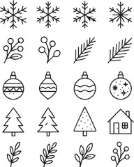 Nordic winter themed outline icon pack in clean minimalist style