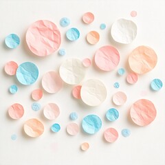 tiny pastel circles ornament, korean tidy layout, white background