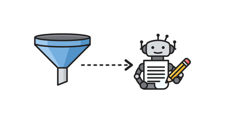 Data filtering with ai ai robot writing content after data analysis ideal for ai learning platforms  illustrating modern automated solutions.