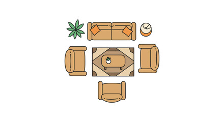 living room layout plan sofa chairs and rug create a cozy conversation area ideal for interior design concepts home improvement and space planning