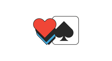Playing card suits heart and spade icons overlapping representing luck in gambling casino games suited for poker night and fun concepts.