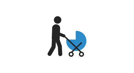 parent with stroller an icon of family a black figure strolling with a blue stroller representing modern parenthood and family values